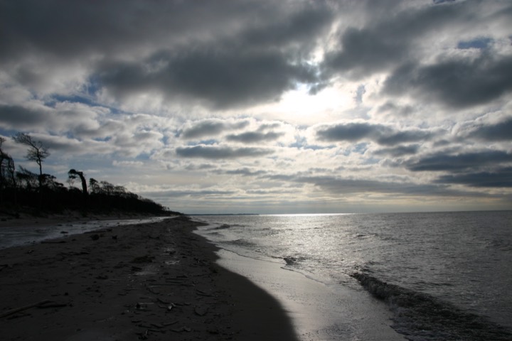 Stormy Baltic Sea with foaming waves