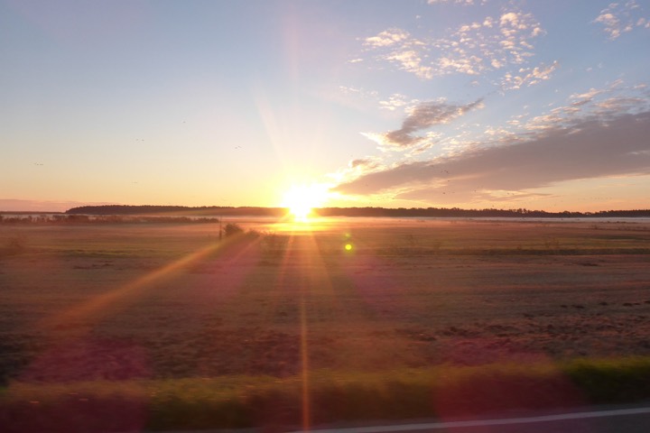 Sunrise over the Bodden meadows near Prerow
