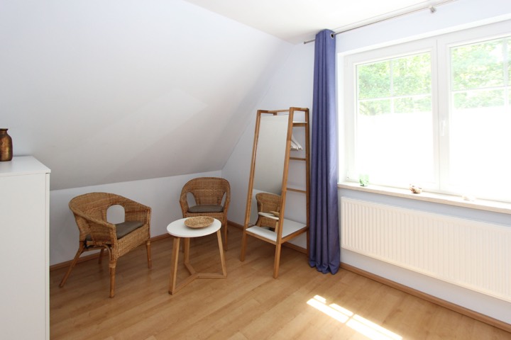Seating corner with full-length mirror upstairs