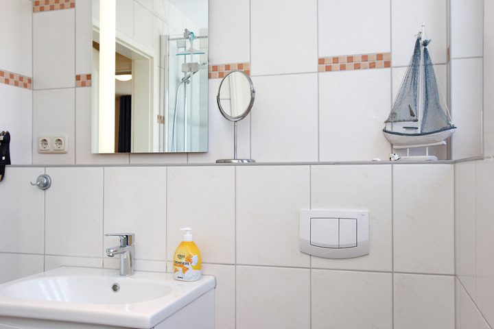 One of the two bathrooms